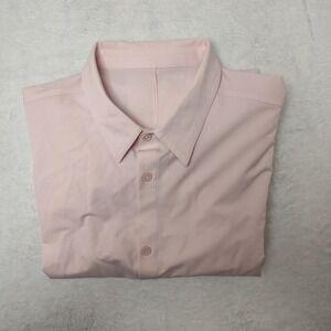 Lululemon Shirt Mens Large Pink Solid Dress Long Sleeve Button Front Work
